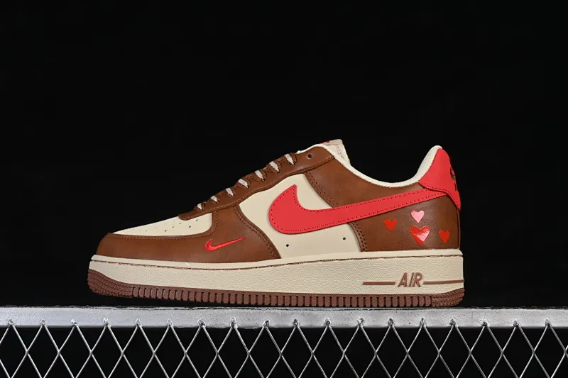 All Categories Nk Air Force 1 Air Force Series Nk Air Force 1 Low Air Force Low Nike Air Force 1'07 Low Valentine's Day Limited Brown Red Heart Air Force One Low Casual Shoes NH0601-538